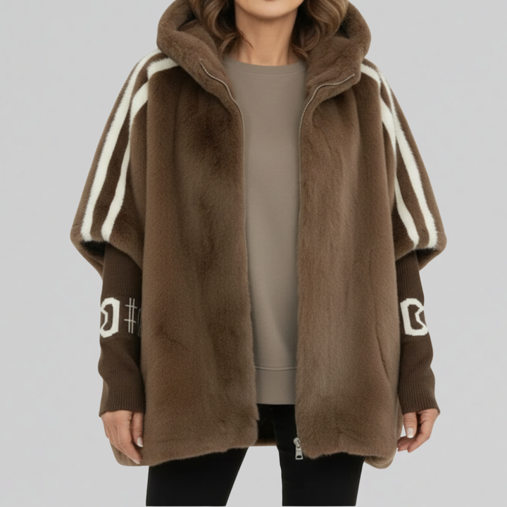 Womens Faux Fur Hooded Jacket Oversized Winter Coat