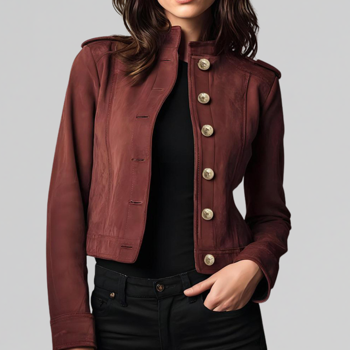 Womens Suede Touch Structured Button Front Jacket
