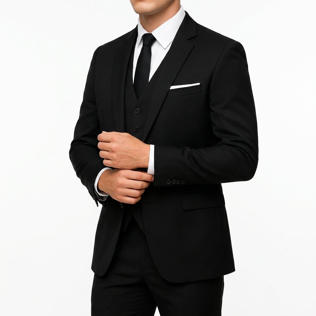 Mens Three Piece Woven Suit Slim Fit Formal