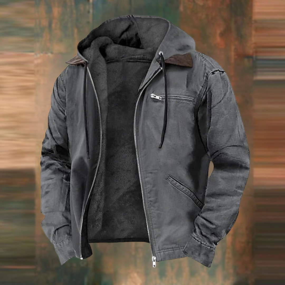 Men's Fleece Lined Canvas Hooded Jacket