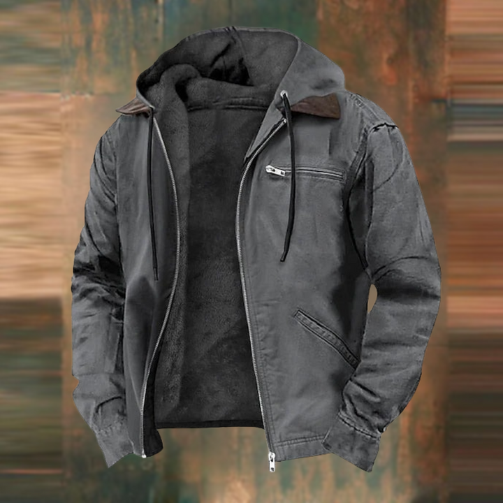 Men's Fleece Lined Canvas Hooded Jacket