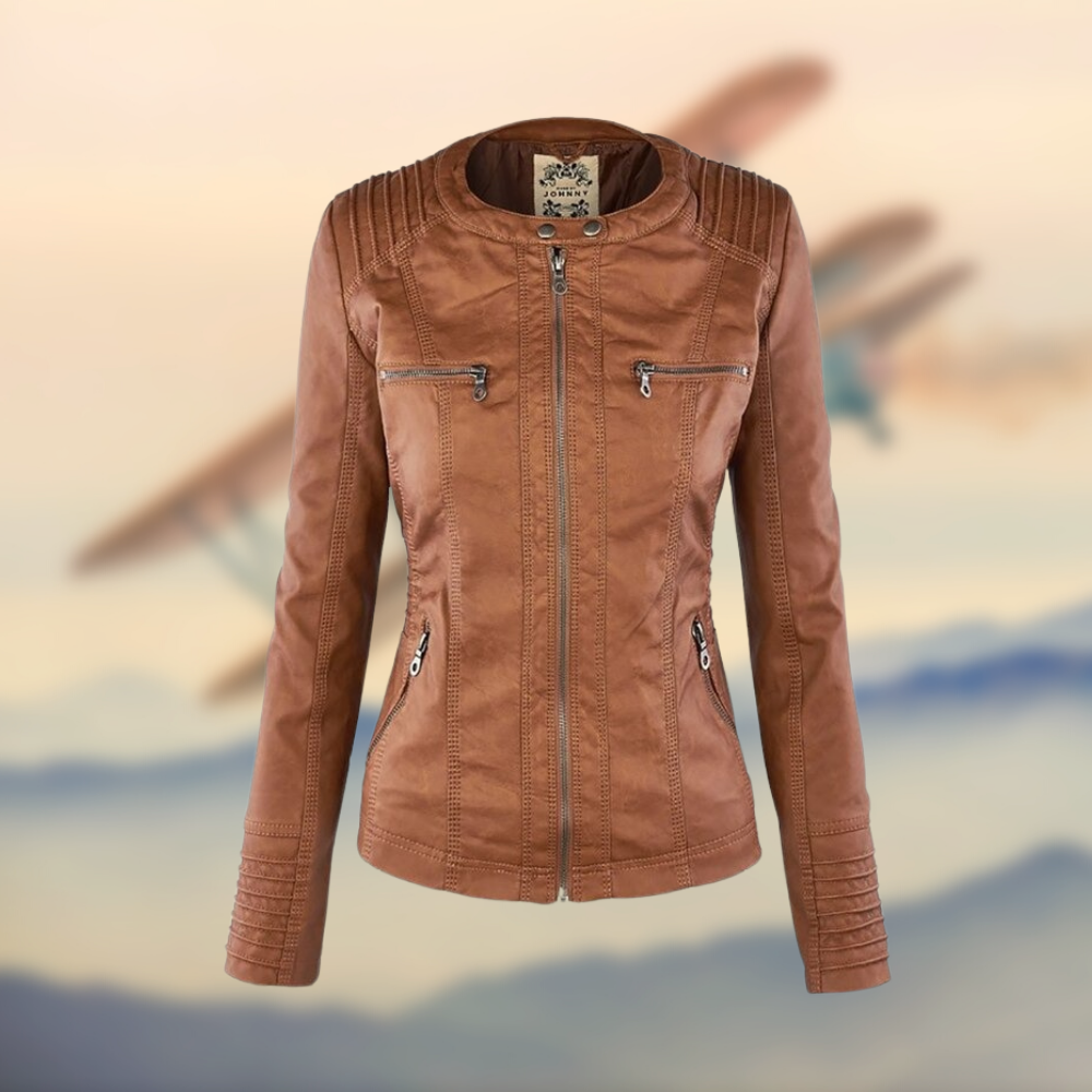 Women Faux Leather Hooded Moto Jacket Slim Fit
