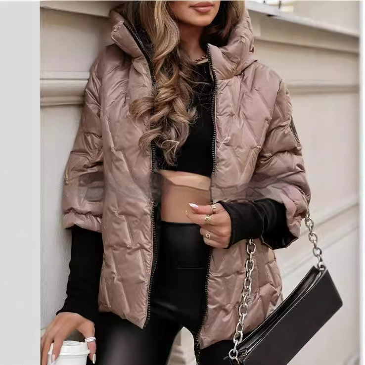 Womens Quilted Puffer Jacket Hooded Cozy Winter Coat