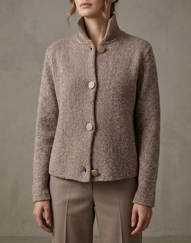 Women's Textured Knit Jacket with Gold Buttons