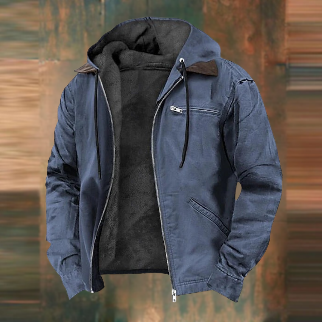 Men's Fleece Lined Canvas Hooded Jacket