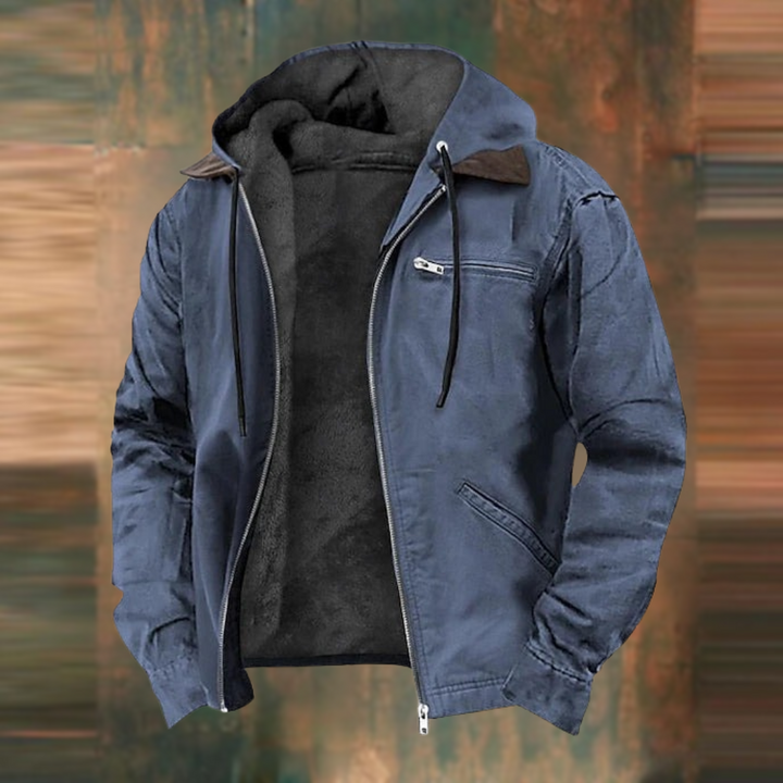 Men's Fleece Lined Canvas Hooded Jacket