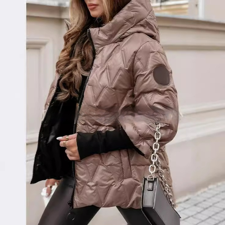 Womens Quilted Puffer Jacket Hooded Cozy Winter Coat