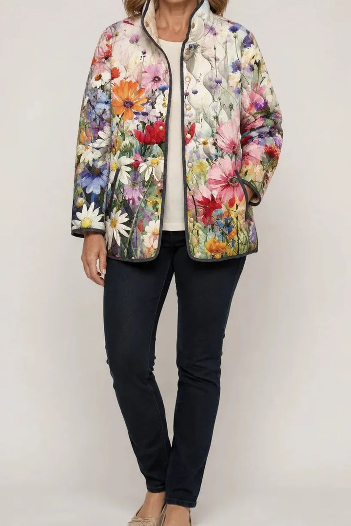 Womens Floral Quilted Jacket Light Padded Layer