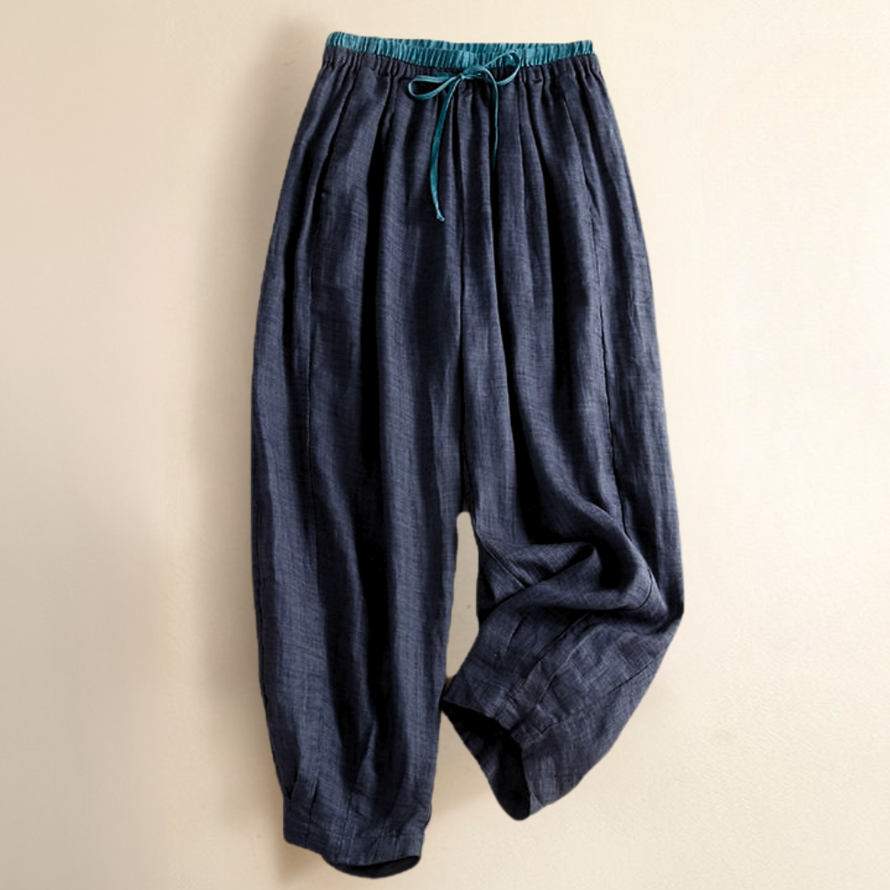 Womens Wide Leg Linen Pants Relaxed Casual Trousers