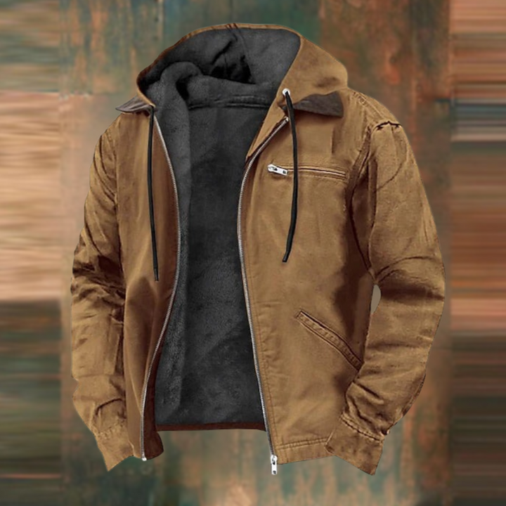 Men's Fleece Lined Canvas Hooded Jacket