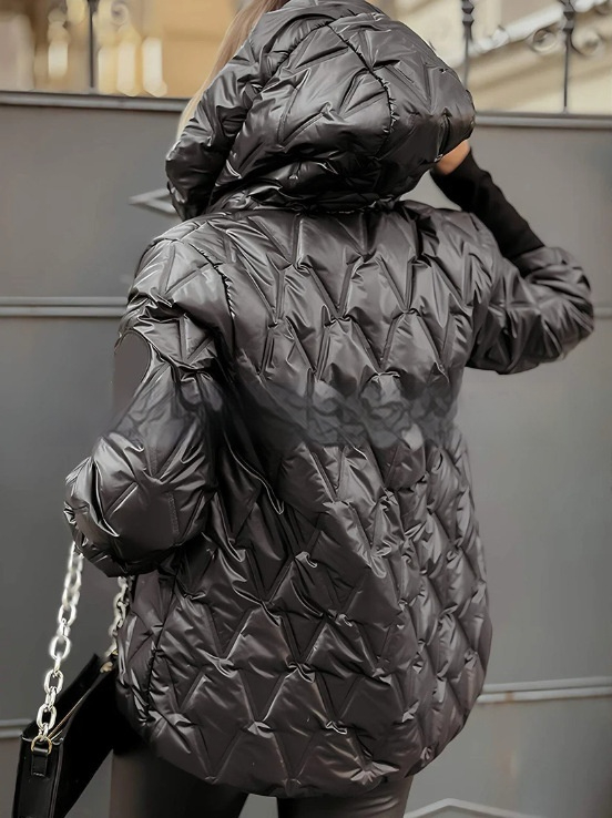 Womens Quilted Puffer Jacket Hooded Cozy Winter Coat