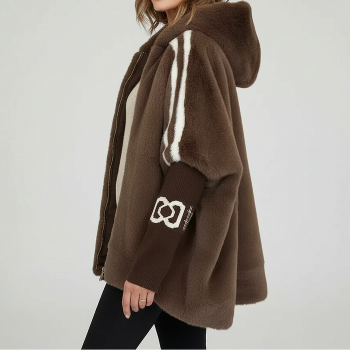 Womens Faux Fur Hooded Jacket Oversized Winter Coat