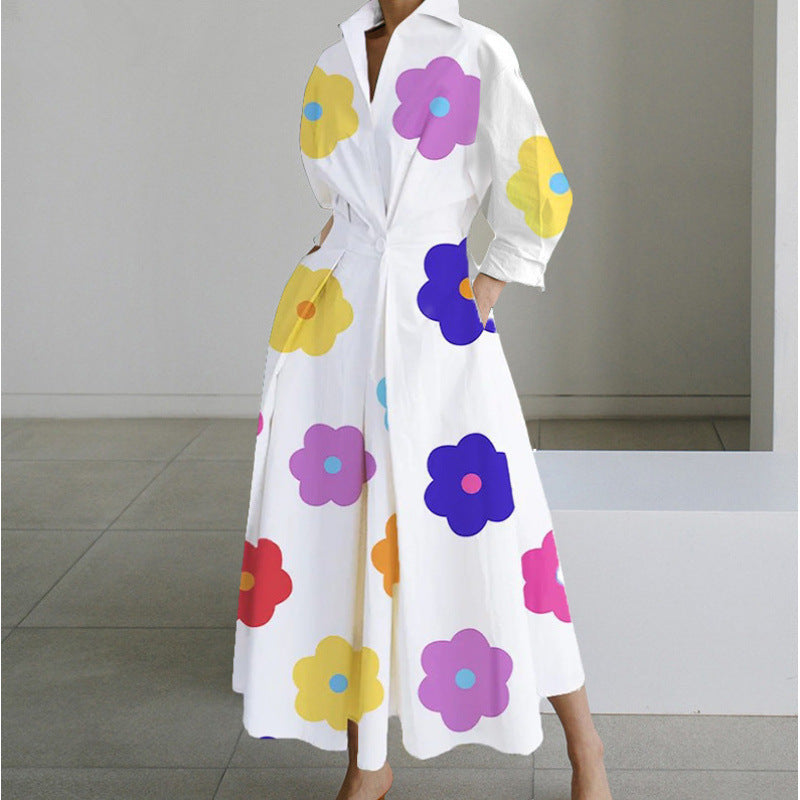 Wrap Collared Maxi Dress Elegant Womens