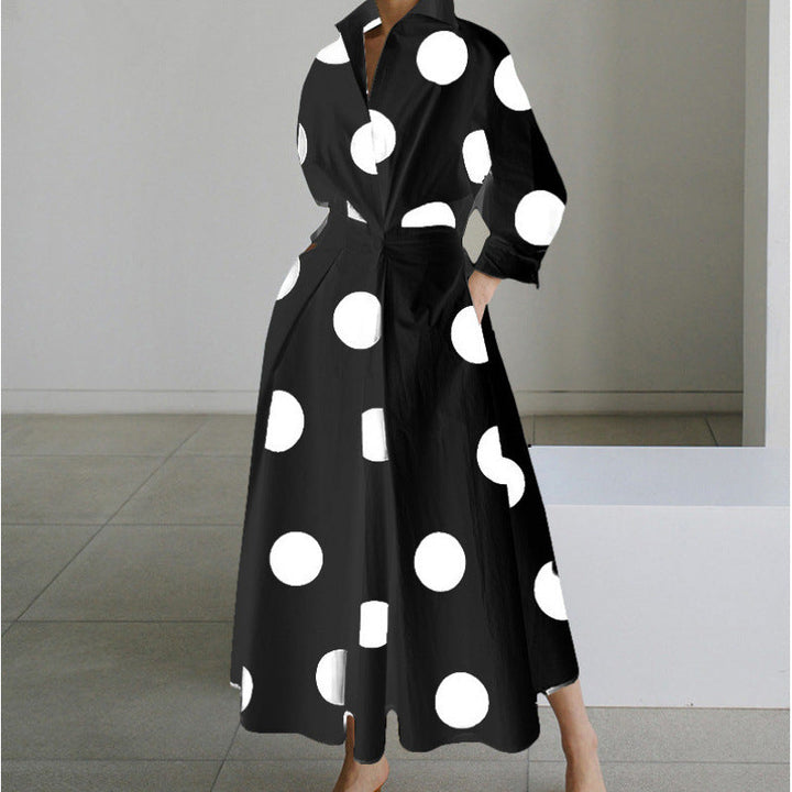 Wrap Collared Maxi Dress Elegant Womens
