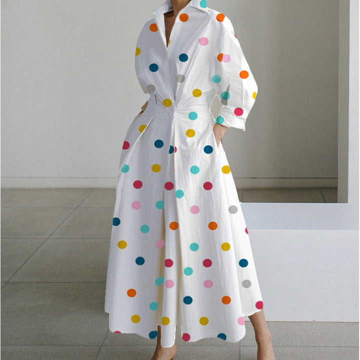 Wrap Collared Maxi Dress Elegant Womens
