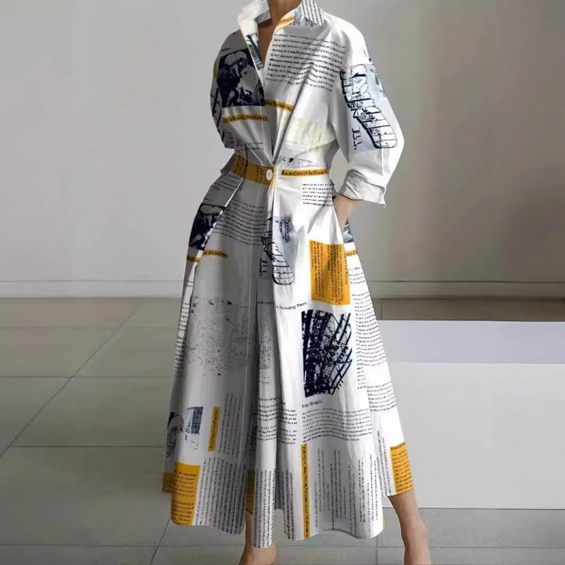 Wrap Collared Maxi Dress Elegant Womens