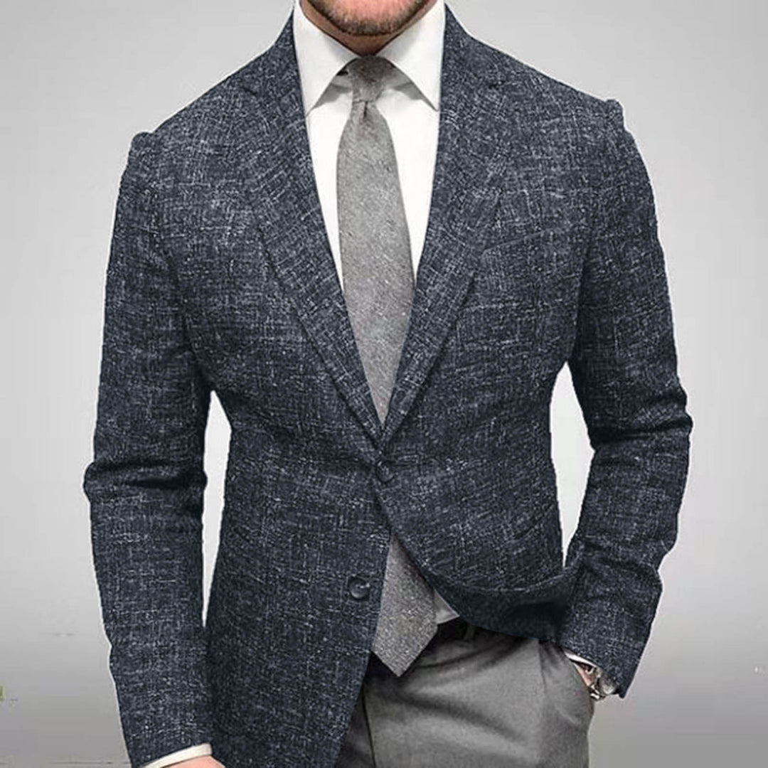 Mens Woven Blazer Notched Lapel Two Button Formal Jacket