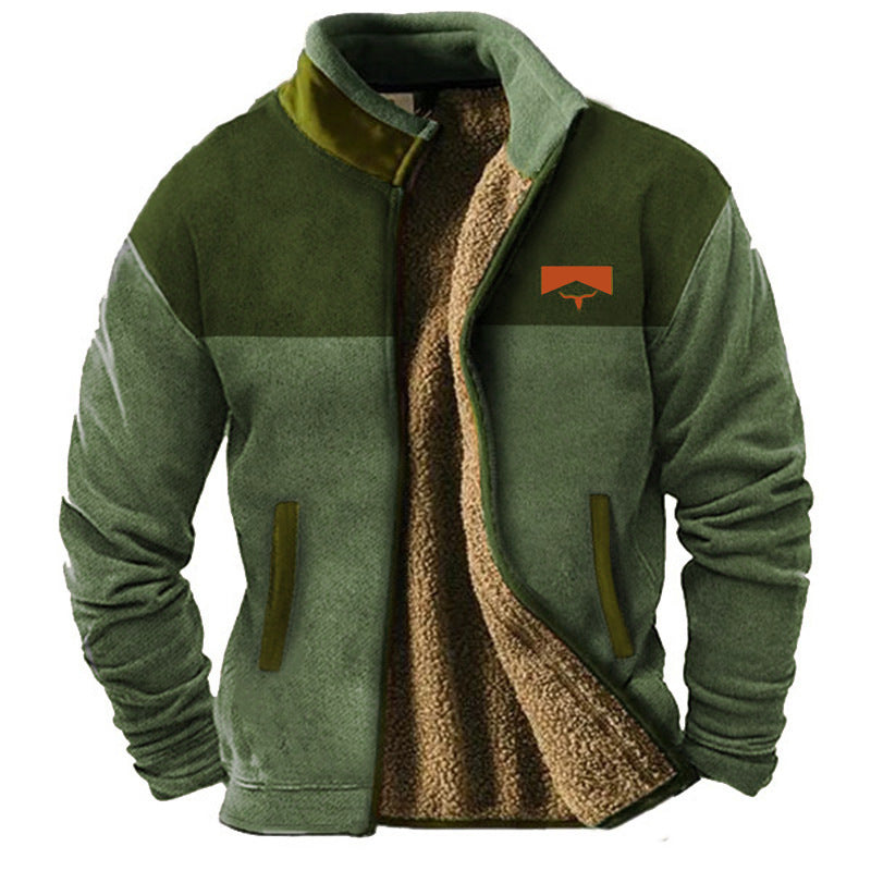 Mens Fleece Lined Jacket Southwestern Aztec Pattern