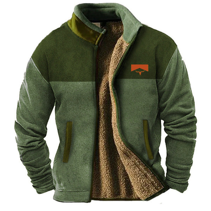 Mens Fleece Lined Jacket Southwestern Aztec Pattern