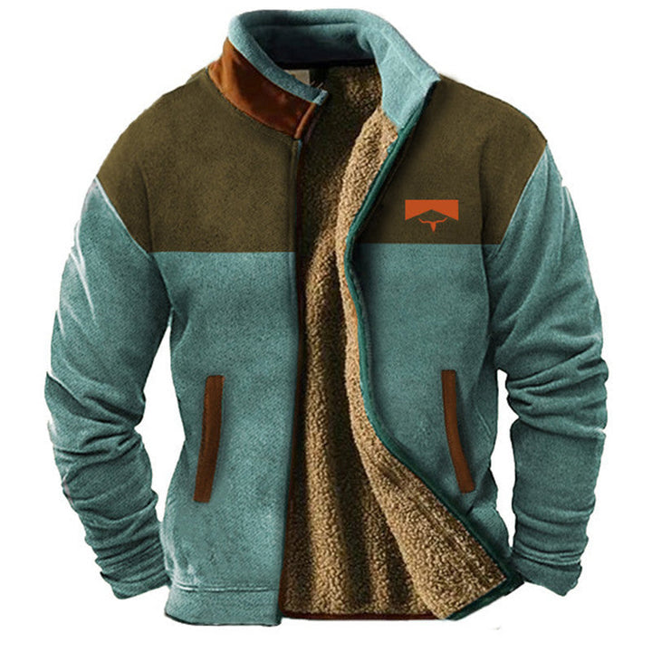 Mens Fleece Lined Jacket Southwestern Aztec Pattern