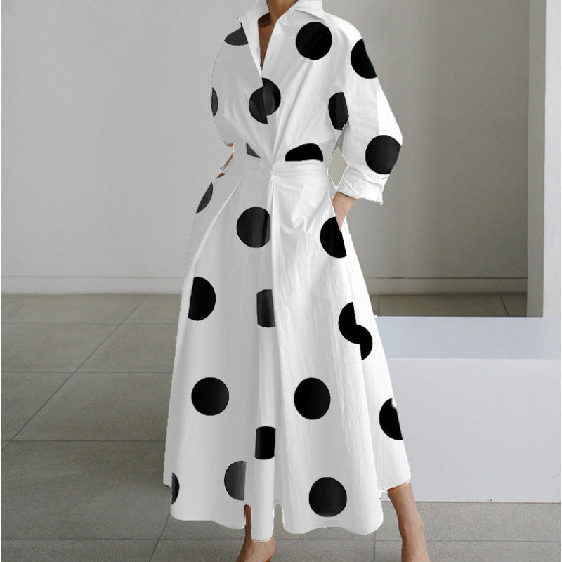 Wrap Collared Maxi Dress Elegant Womens