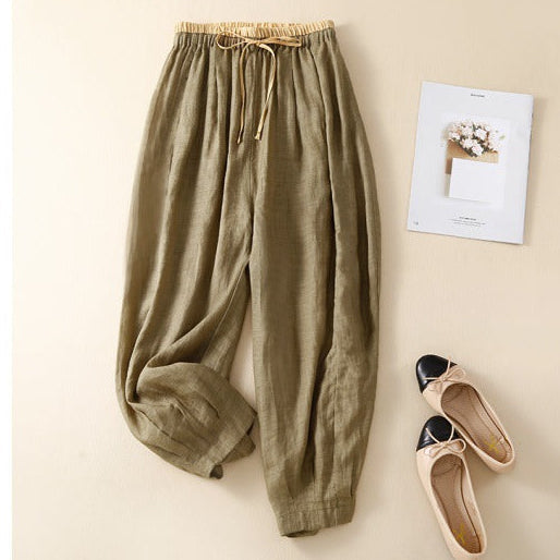 Womens Wide Leg Linen Pants Relaxed Casual Trousers