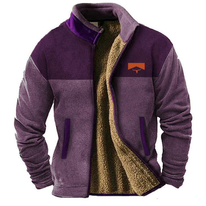 Mens Fleece Lined Jacket Southwestern Aztec Pattern
