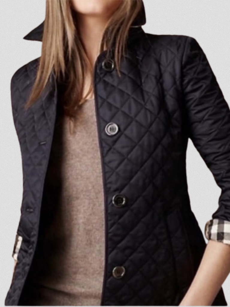 Womens Quilted Diamond Jacket Slim Structured Coat