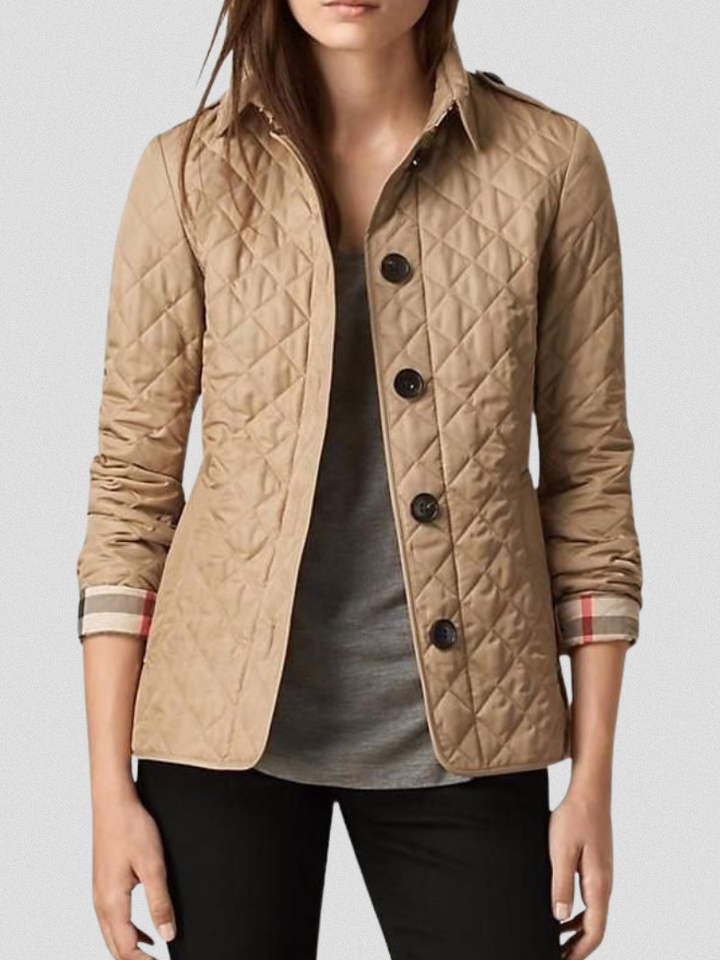 Womens Quilted Diamond Jacket Slim Structured Coat