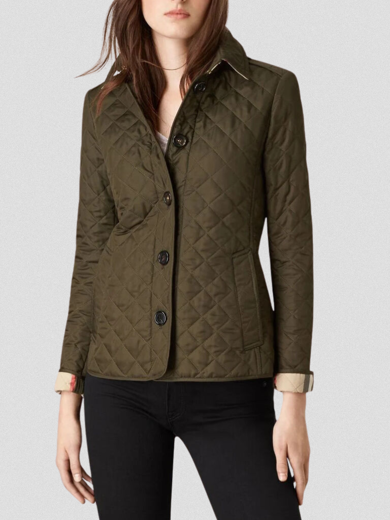 Womens Quilted Diamond Jacket Slim Structured Coat