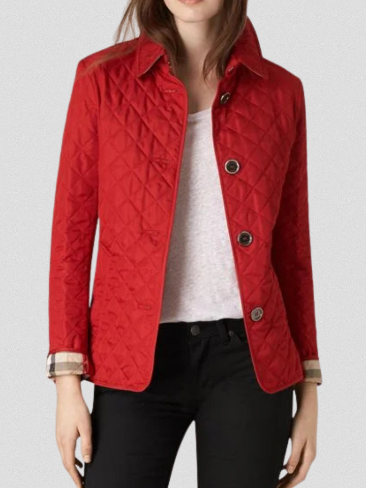 Womens Quilted Diamond Jacket Slim Structured Coat