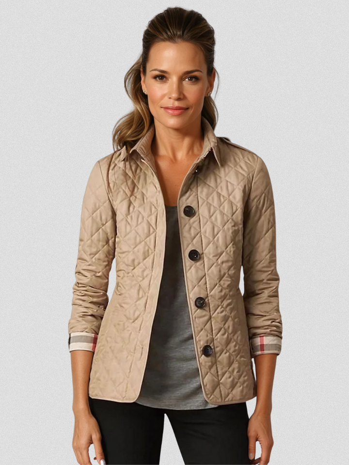 Womens Quilted Diamond Jacket Slim Structured Coat