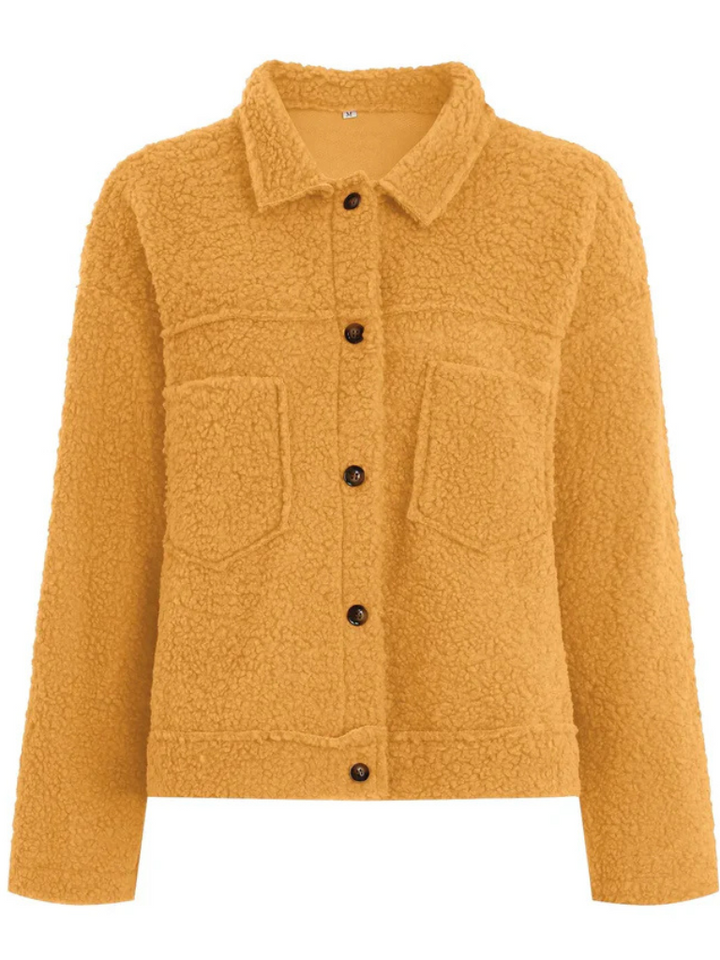 Womens Sherpa Fleece Button Jacket Cozy Fall Coat