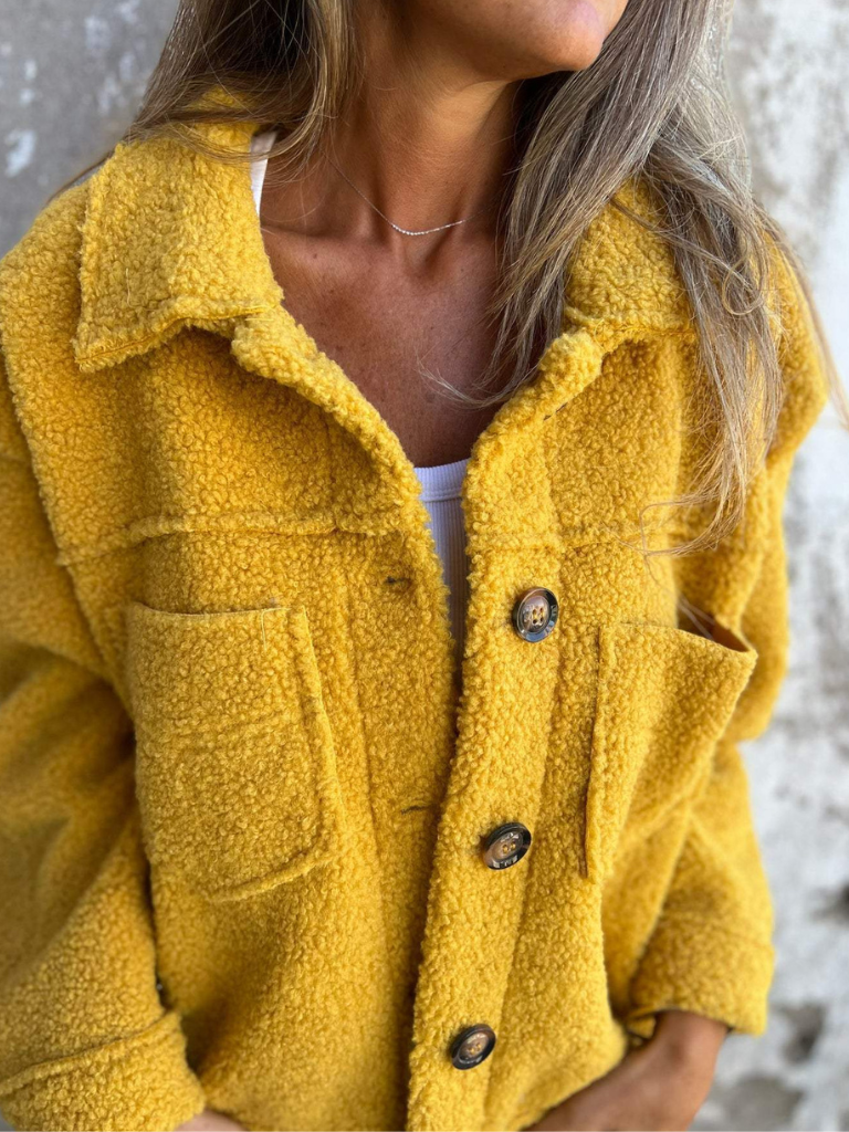 Womens Sherpa Fleece Button Jacket Cozy Fall Coat