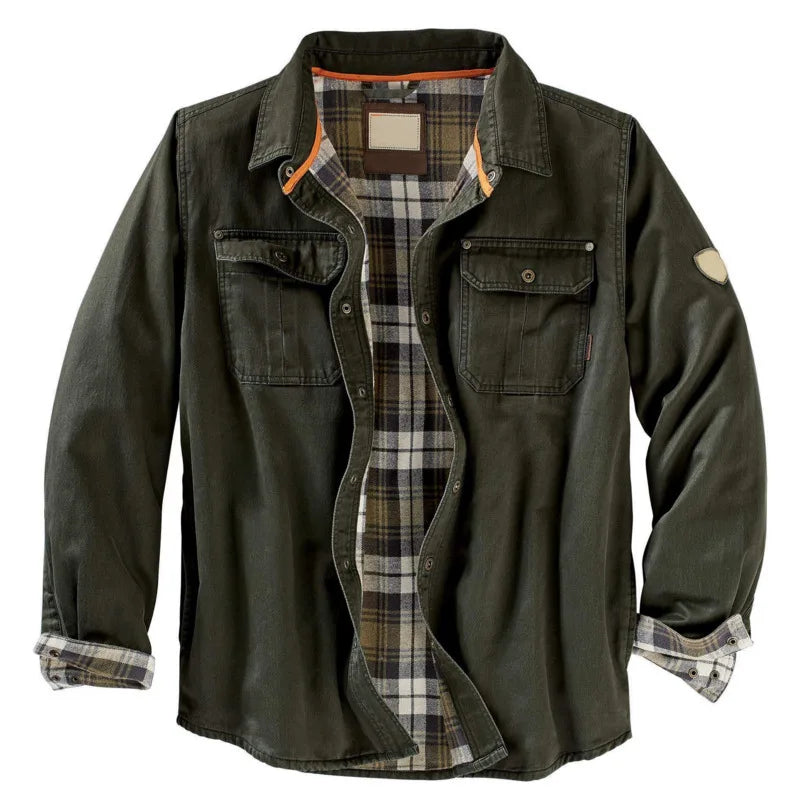 Mens Flannel Lined Heavyweight Vintage Shirt Jacket