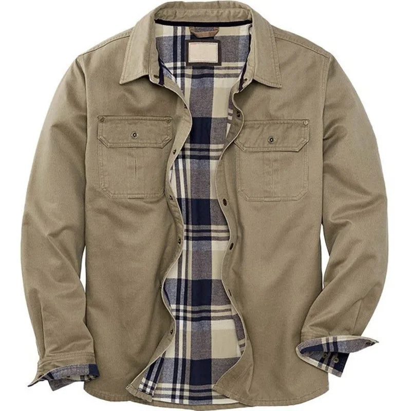 Mens Flannel Lined Heavyweight Vintage Shirt Jacket