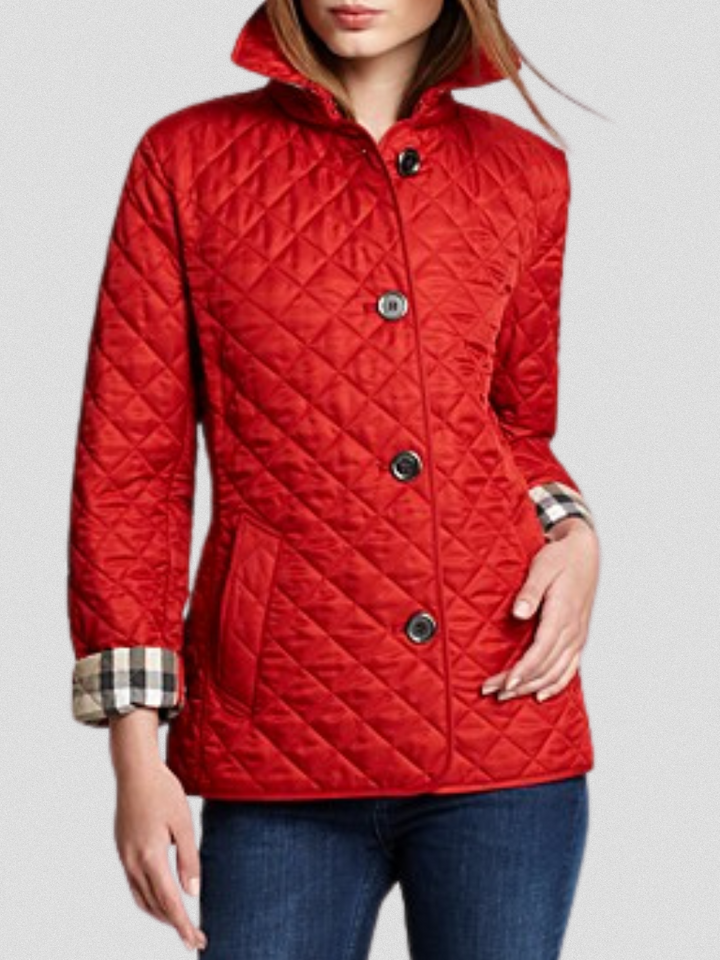 Womens Quilted Diamond Jacket Slim Structured Coat