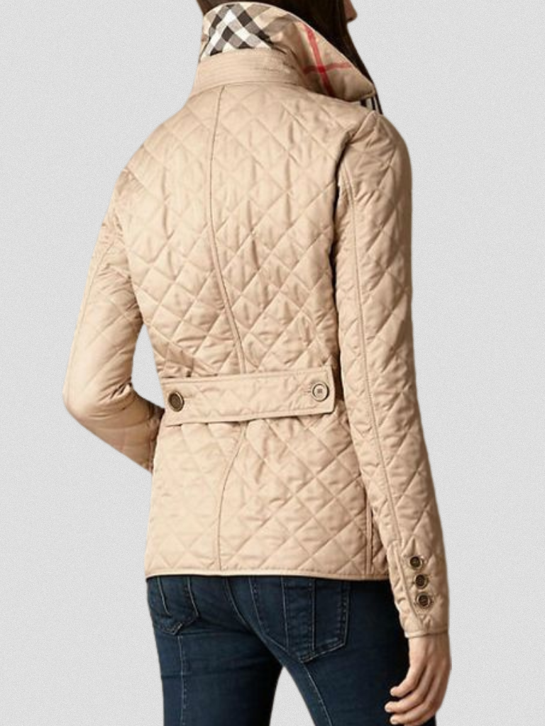 Womens Quilted Diamond Jacket Slim Structured Coat