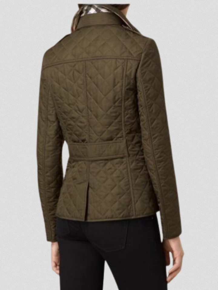 Womens Quilted Diamond Jacket Slim Structured Coat