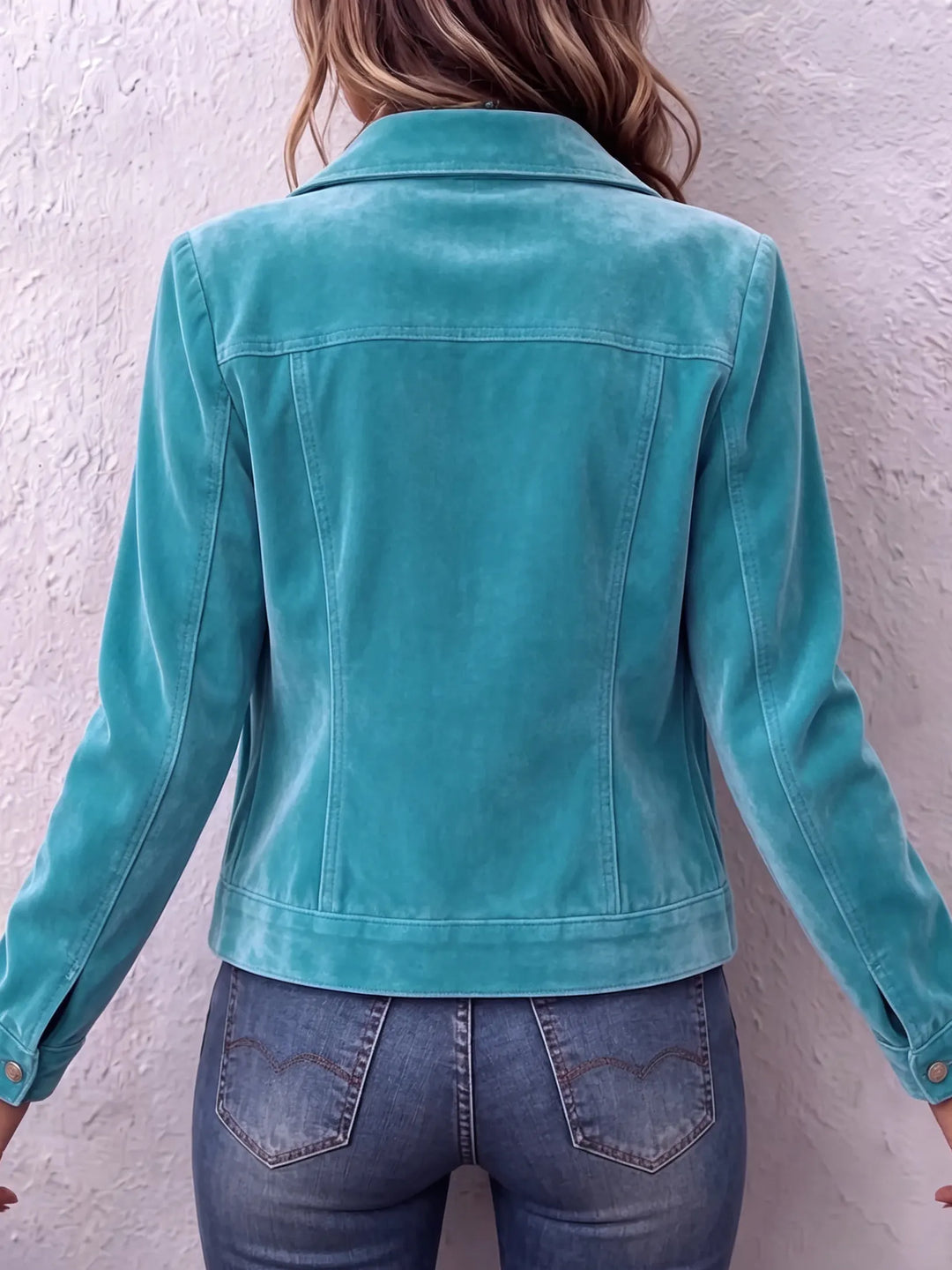 Womens Velvet Button Front Jacket Vintage Wash Style