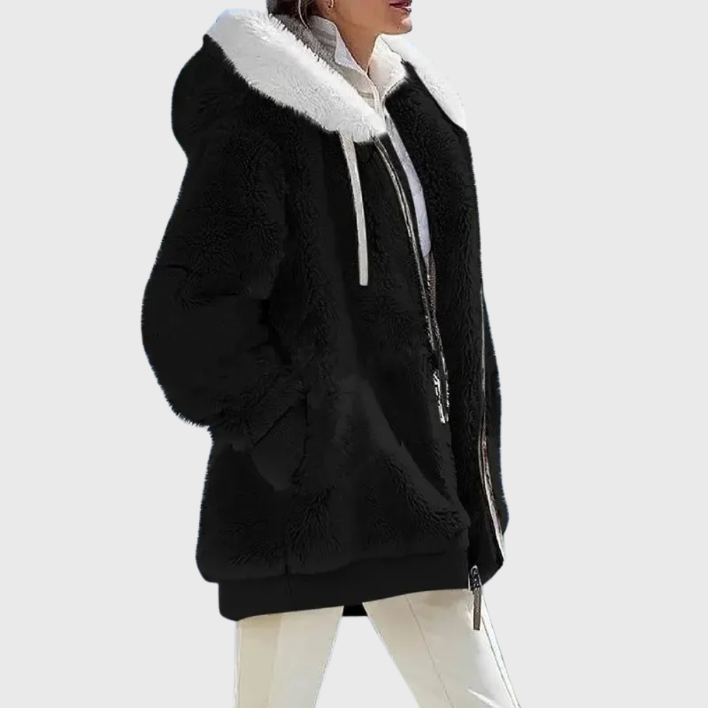 Hooded Longline Coat Relaxed Drape Womens