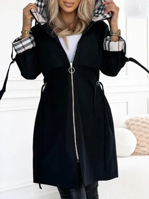 Hooded Zip-Up Longline Coat Women