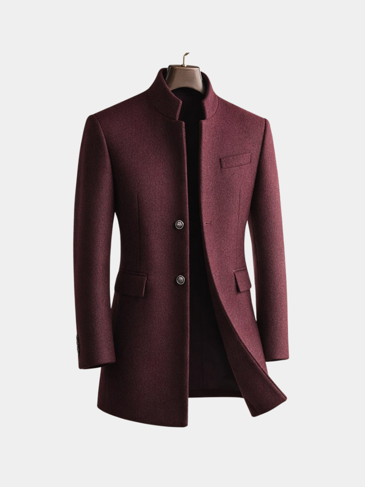 Longline High-Neck Notch-Lapel Coat Women