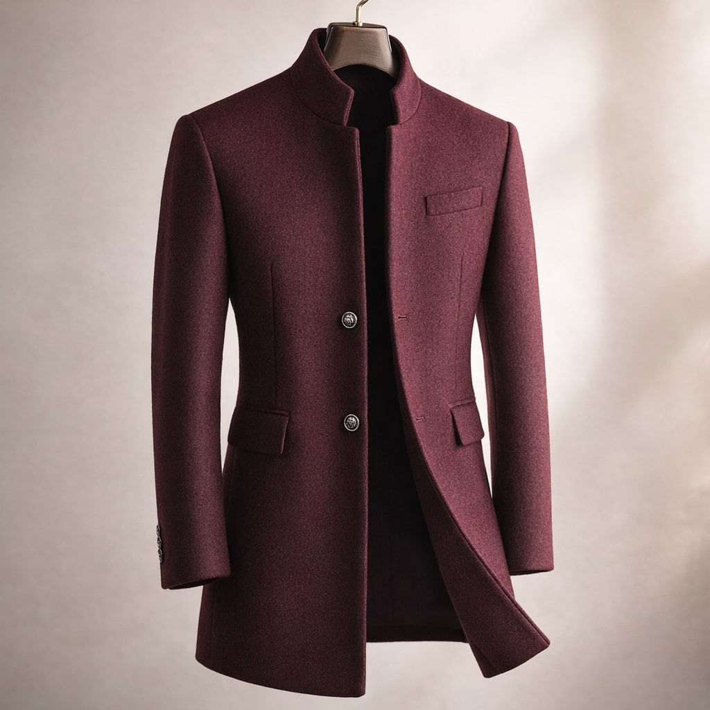 Longline High-Neck Notch-Lapel Coat Women