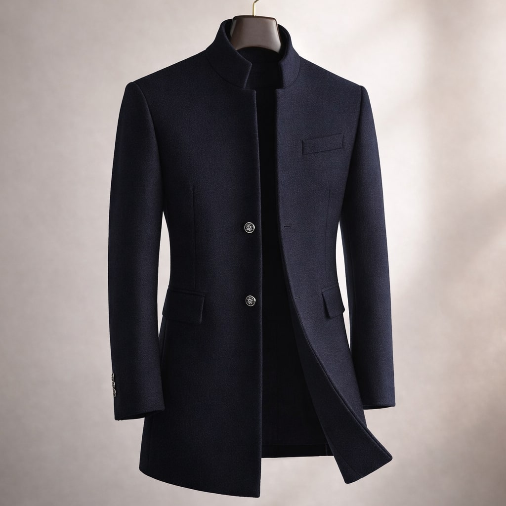 Longline High-Neck Notch-Lapel Coat Women