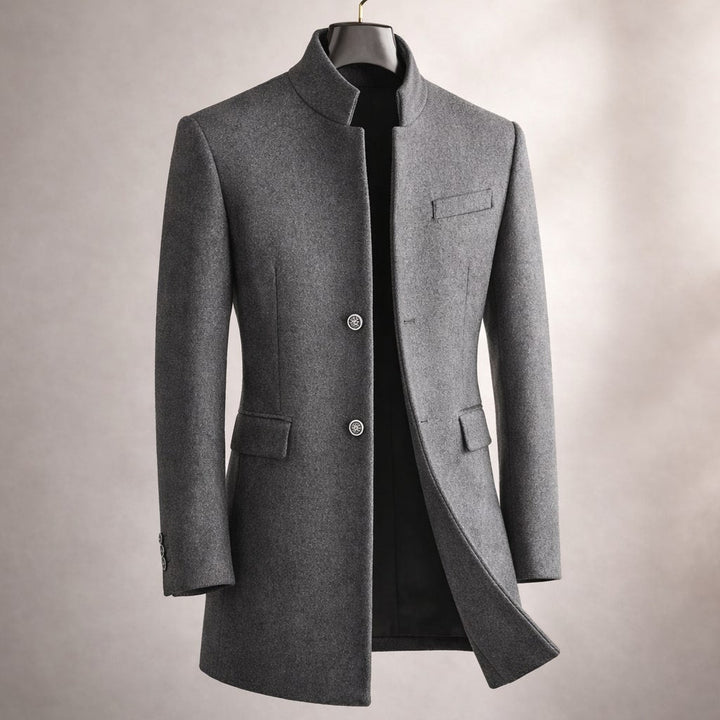 Longline High-Neck Notch-Lapel Coat Women