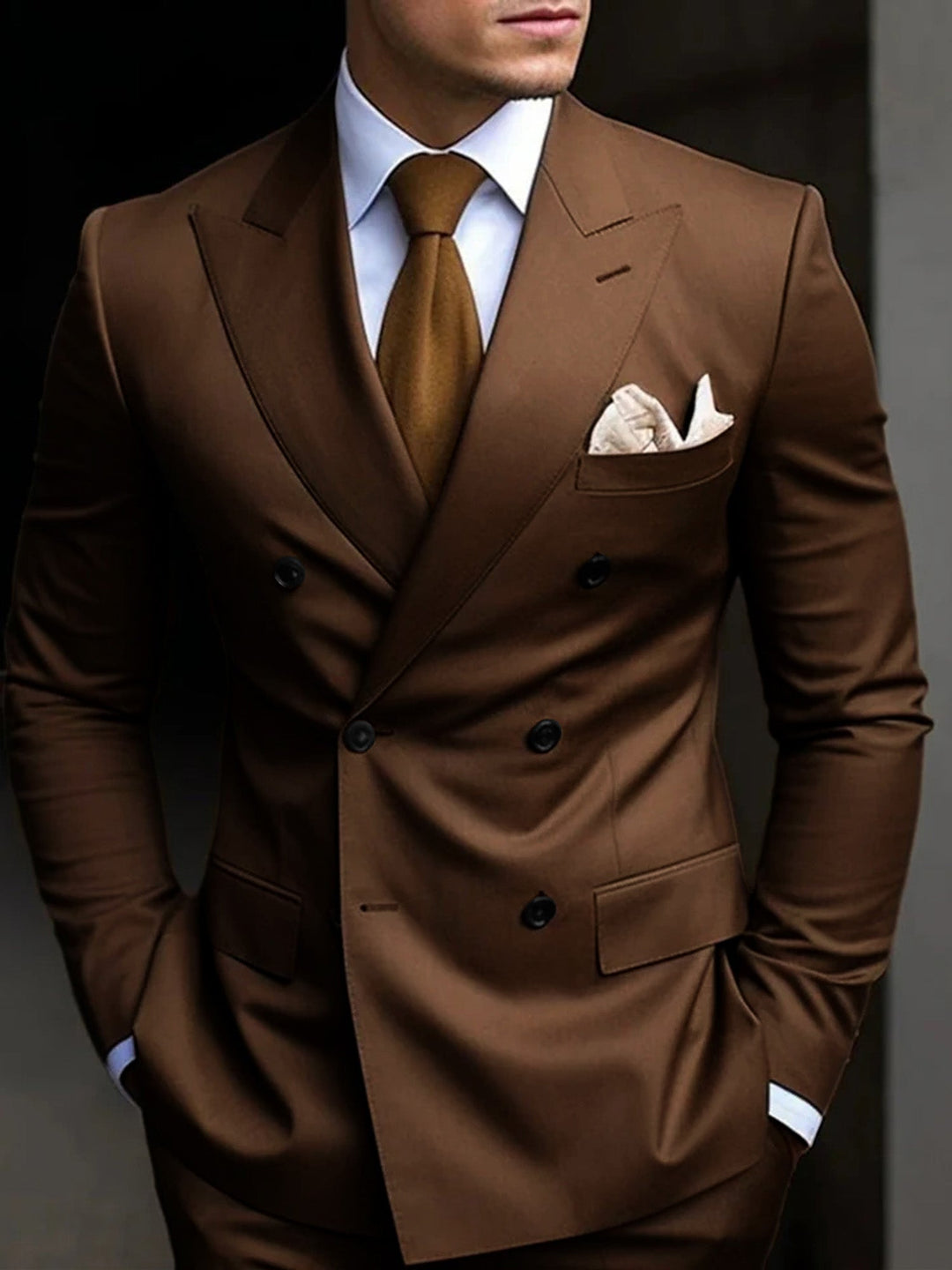 Mens Double Breasted Straight Leg Everyday Suit