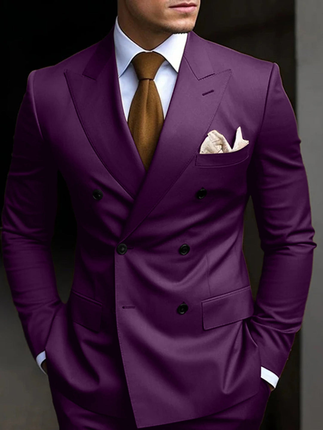 Mens Double Breasted Straight Leg Everyday Suit