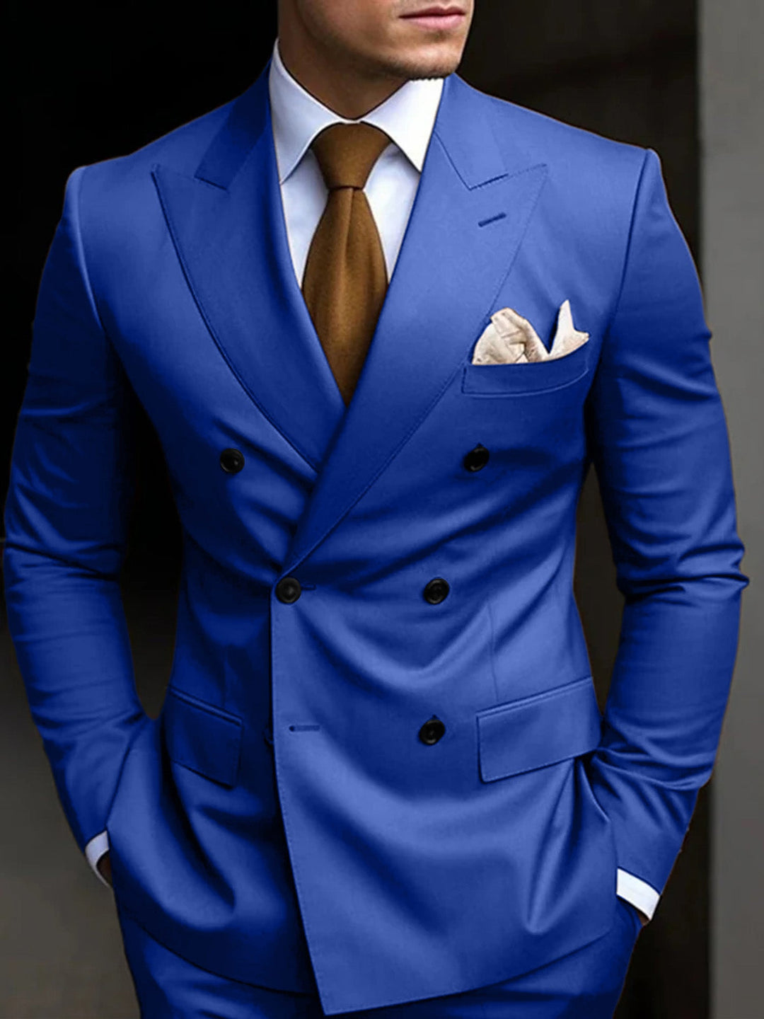 Mens Double Breasted Straight Leg Everyday Suit
