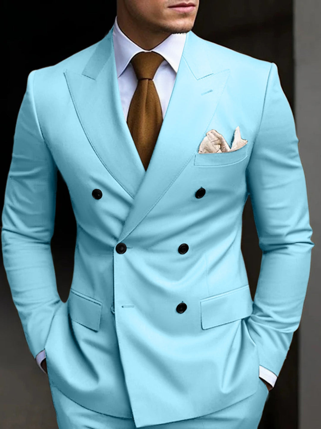 Mens Double Breasted Straight Leg Everyday Suit